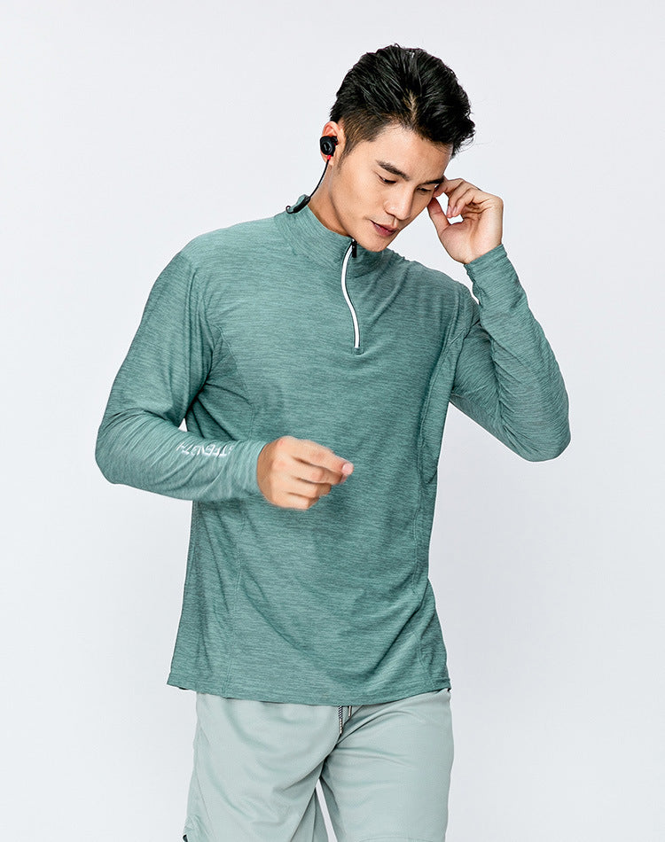 Sports fitness long sleeve men's loose, breathable and quick drying clothes