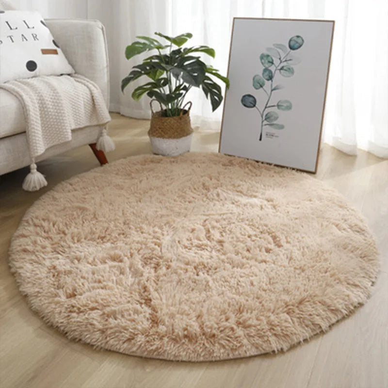 Super Soft Plush Round Rug Mat Fluffy White Carpets