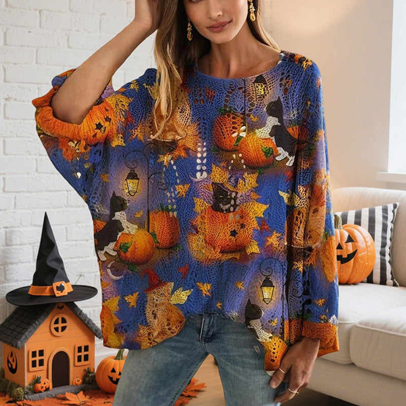 Women's Diamond Hollow Out Batwing Sleeve Top