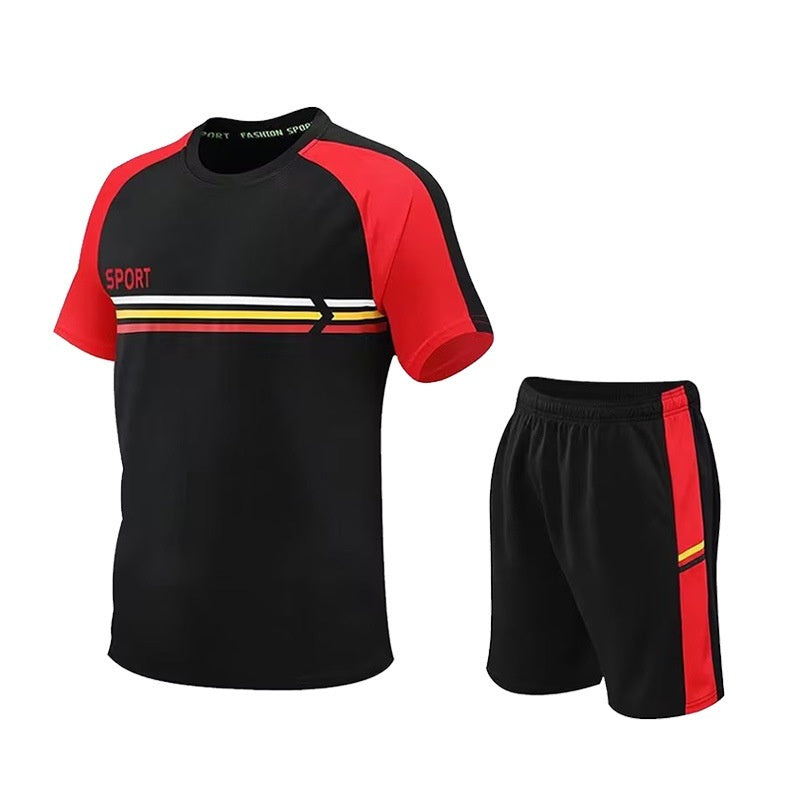 Quick Drying Clothes Men's Short Sleeve Shorts Running Clothing Two-piece Set