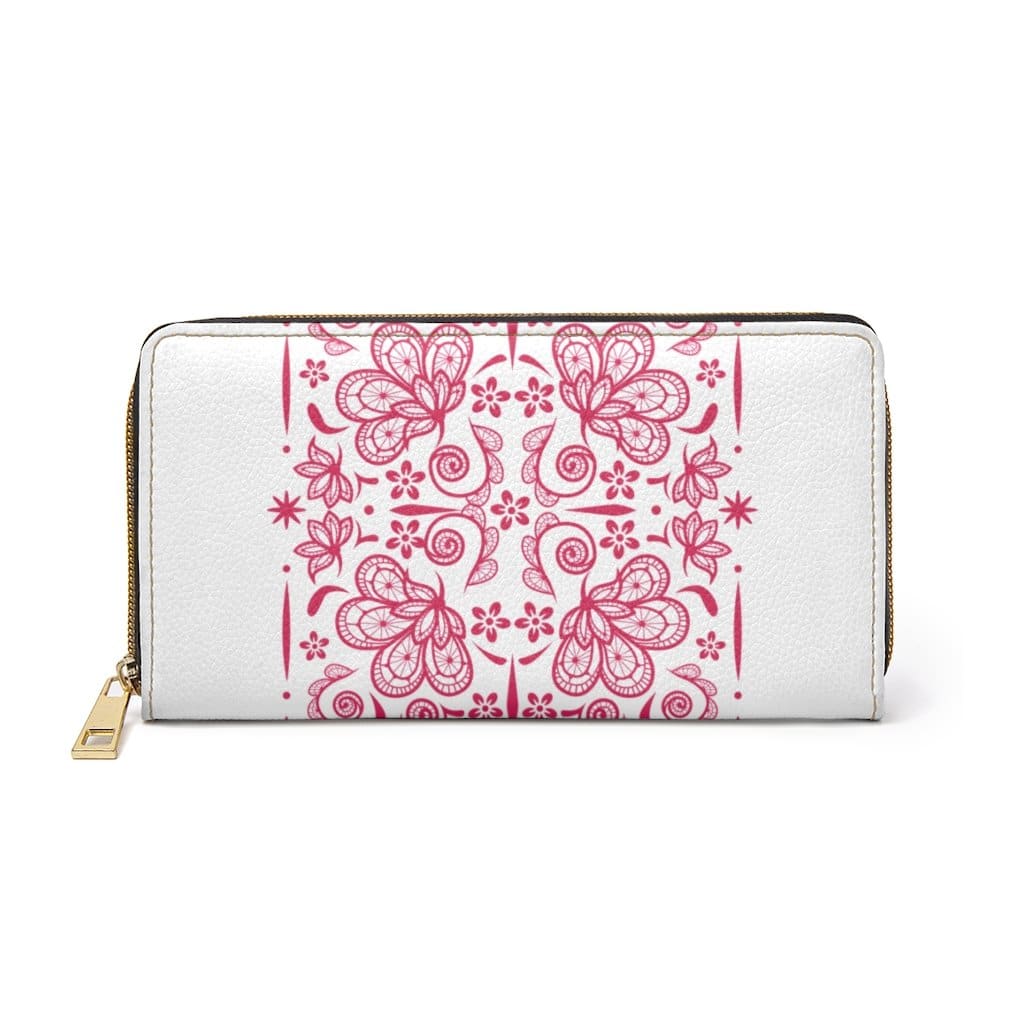 Womens Wallet - Zip Purse - White and Red Floral-0