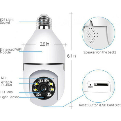 E27 Light Bulb Camera 1080P HD Wireless Wifi Smart Home Security Camera
