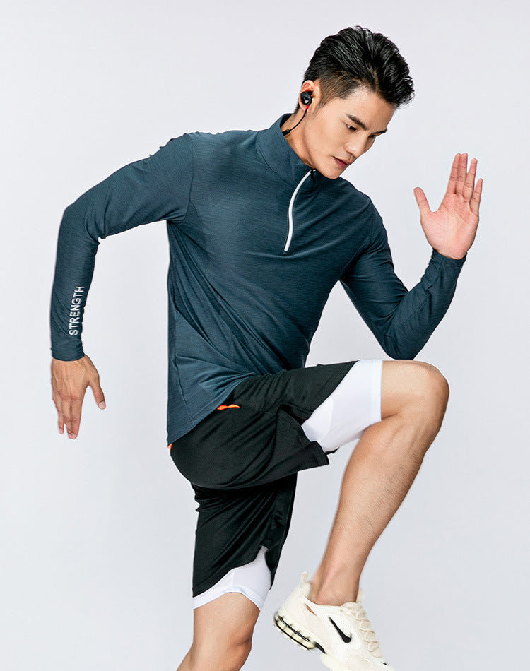 Sports fitness long sleeve men's loose, breathable and quick drying clothes