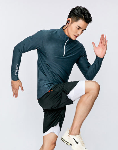 Sports fitness long sleeve men's loose, breathable and quick drying clothes