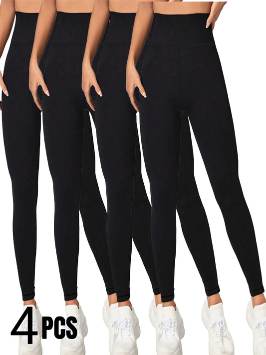 4 Pack Women's Thermal High-Waisted Yoga Pants