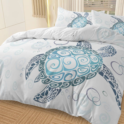 Turtle Bed Sets Ocean 3 Piece Turtle Themed  With 2 Pillowcases