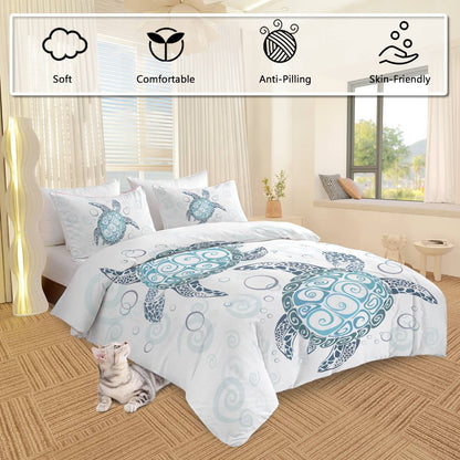 Turtle Bed Sets Ocean 3 Piece Turtle Themed  With 2 Pillowcases