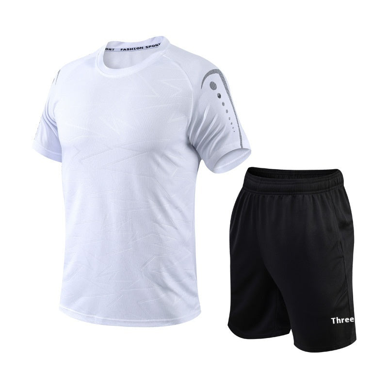 Quick Drying Clothes Men's Short Sleeve Shorts Running Clothing Two-piece Set