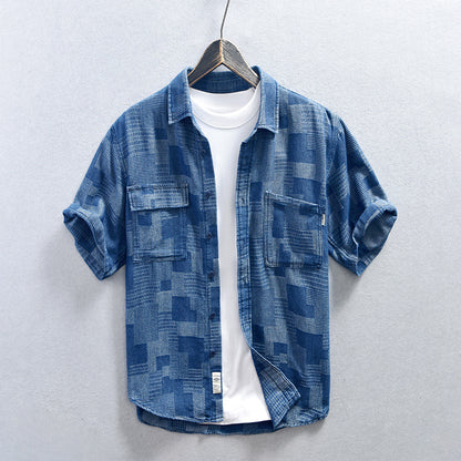 Loose Casual Men's Mesh Cowboy Short Sleeve Shirt