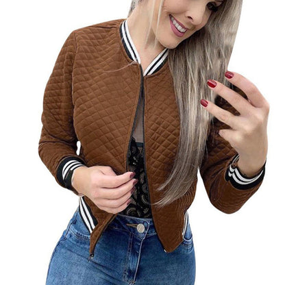 Women's Long Sleeve Contrast Trim Baseball Jacket
