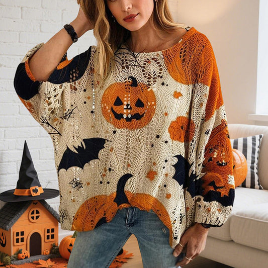 Women's Diamond Hollow Out Batwing Sleeve Top
