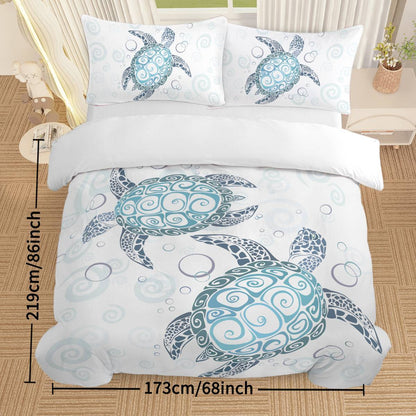 Turtle Bed Sets Ocean 3 Piece Turtle Themed  With 2 Pillowcases