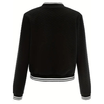 Women's Long Sleeve Contrast Trim Baseball Jacket