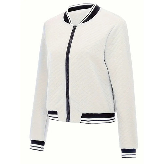 Women's Long Sleeve Contrast Trim Baseball Jacket