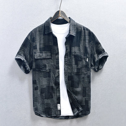 Loose Casual Men's Mesh Cowboy Short Sleeve Shirt