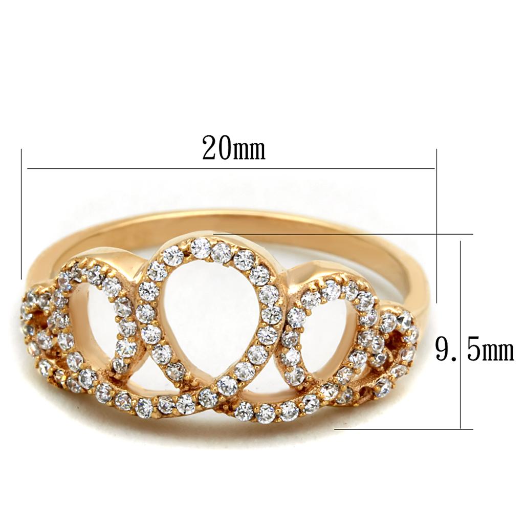 TS279 - Rose Gold 925 Sterling Silver Ring with AAA Grade CZ  in Clear-1